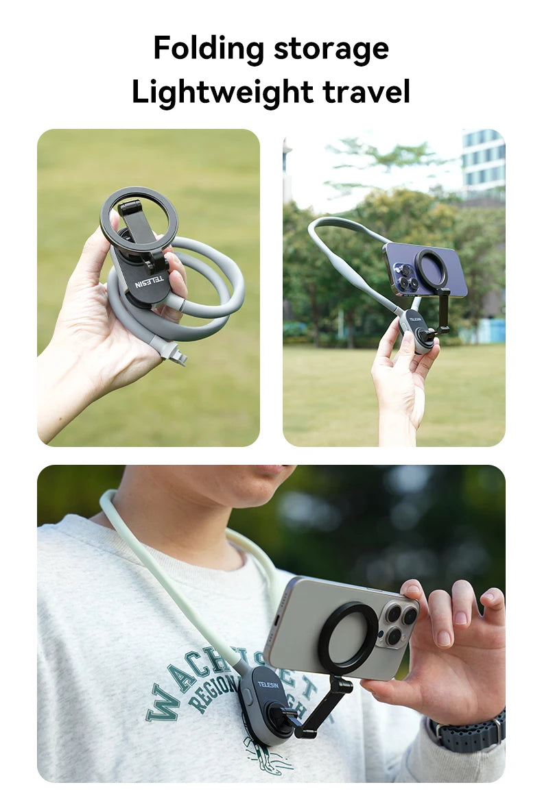 TELESIN Silicone Phone Magnetic Neck Mount Quick Release Hold for Iphone 17 16 15 14 13 SAMSUNG HUAWEI XIAOMI Phone Accessories