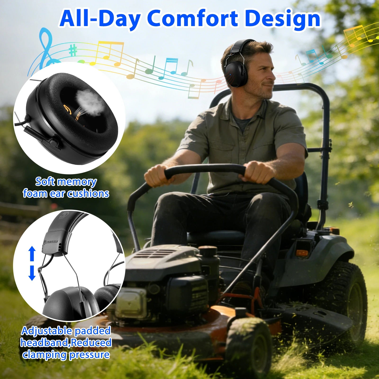 EB20 Bluetooth 6.0 Shooting Ear Protection Earmuff, Active Noise Canceling, Hearing Protection for Workshop,Mowing,Shooting