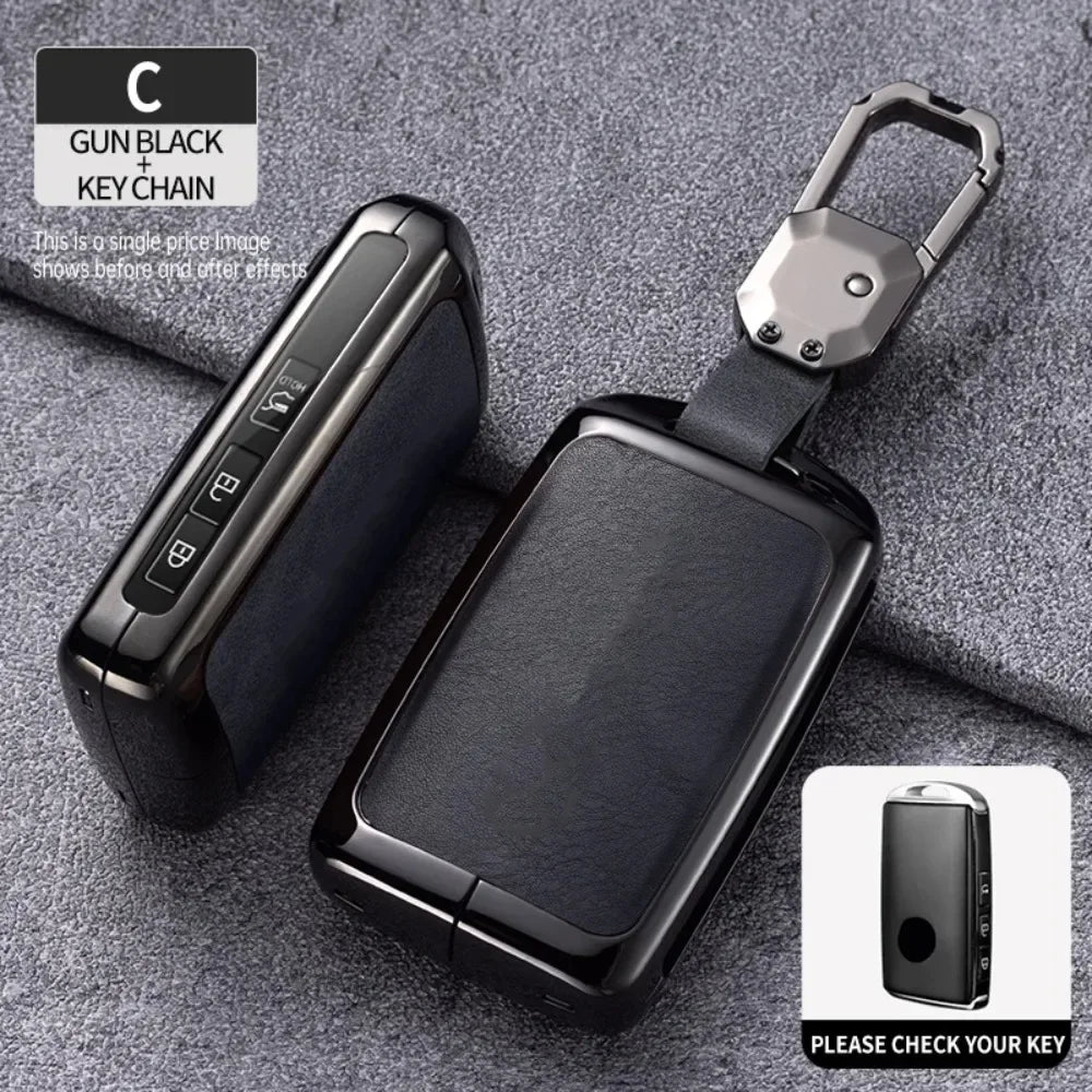 Zinc Alloy Leather Smart Car Key Fob Case Cover Chain Remote Shell Holder Protector for Mazda 3 6 CX3 CX30 CX5 CX8 CX9 CX50 CX60