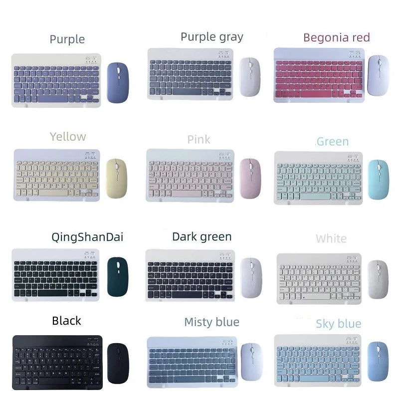 with Bluetooth Keyboard Mouse for Tablet PC 78Key 10inch Rechargeable Wireless Keyboard 1200dpi Mice Set Combo for Laptop