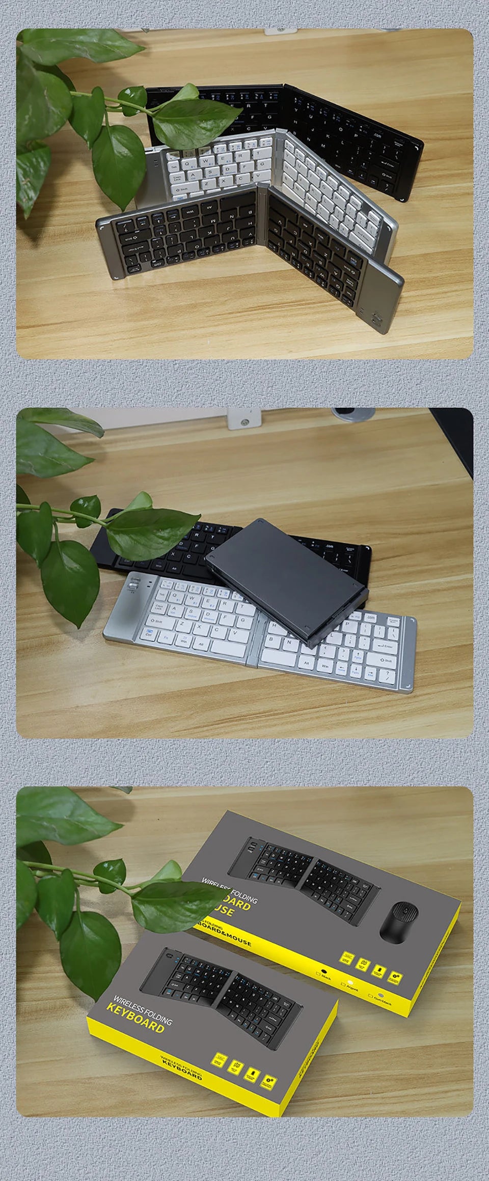 HKYC Mini two fold the third mock examination Bluetooth 2.4G keyboard and mouse set type-c charging tablet