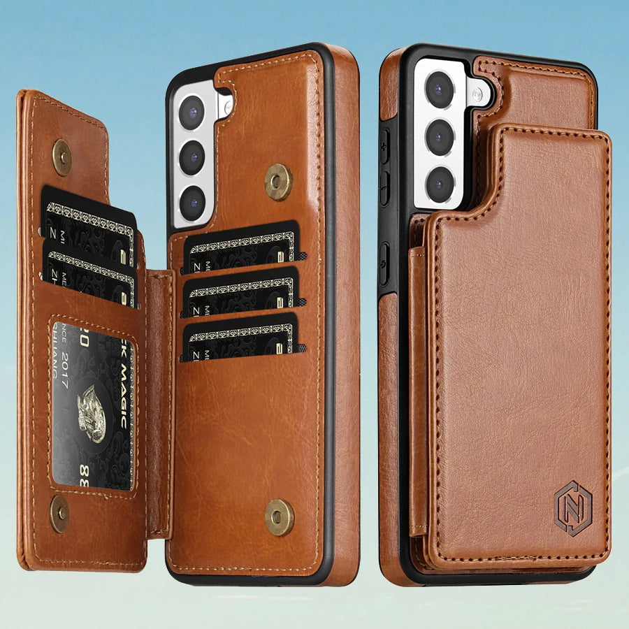Wallet RFID Blocking Layer Protect Anti-Theft Magnetic Leather Case For Samsung Galaxy S26 Ultra S26 Plus S26 Cover