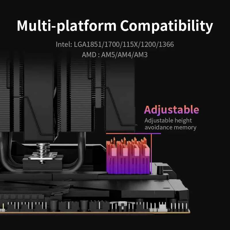 Power Train X-GAMERX MK6 Dual Tower CPU Cooler ARGB Digital Display Six Heat Air Cooling For LGA1700 115X AM5