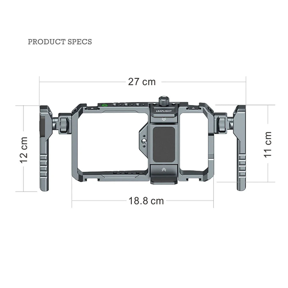 Universal Metal Phone Cage Smart Stabilizer w Handgrip Phone Holder for Iphone 15 14 13 Andriod Mic Led Light Filmmaking Video
