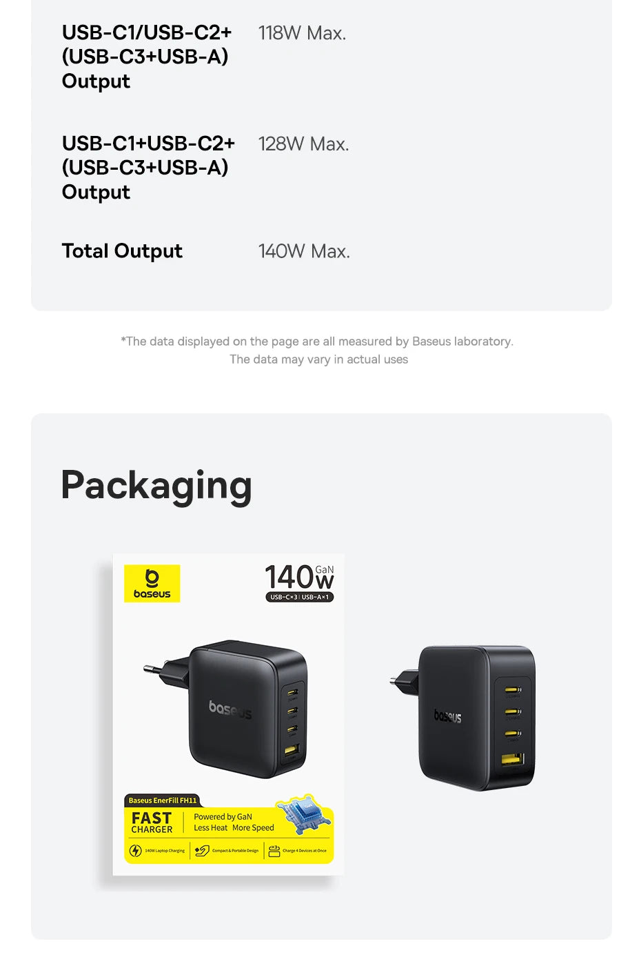 【New Sale】Baseus 140W GaN Charger PD Charger USB C Charger Fast Charge For Macbook Tablet Phone Charger For iPhone 17 16 15 14