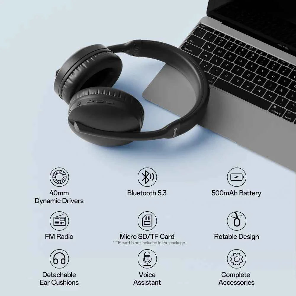 Oneodio SuperEQ S6001 Bluetooth Headphones Over Ear Wireless Headset With Micro SD/TF Card/FM Radio Modes Stereo HiFi Headphones