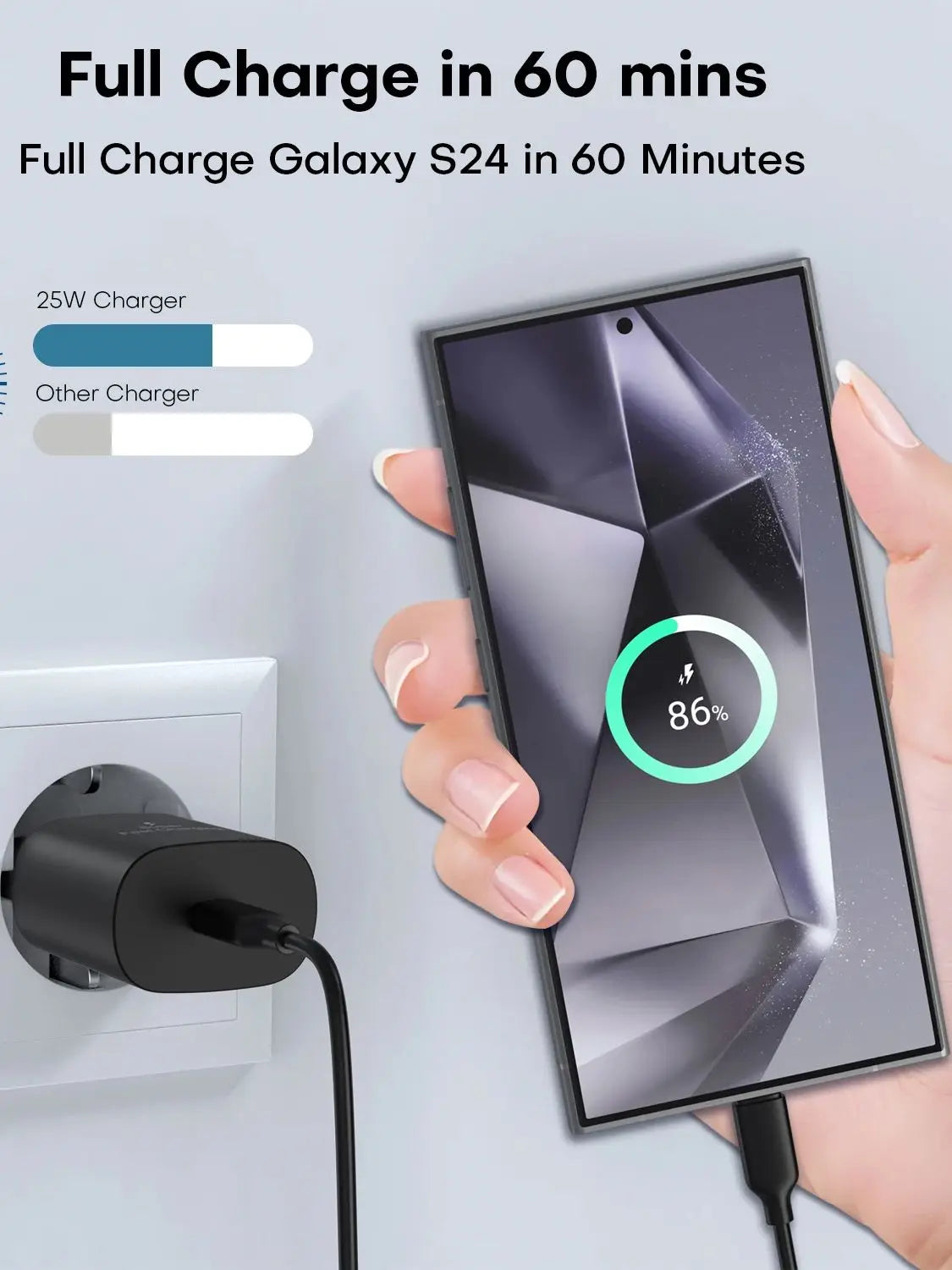 for Sumsamg 25W USB C Charger Super Fast Charger with 2m Charging Cable, Type C Mobile Phone Power Supply Adapter for Sumsamg