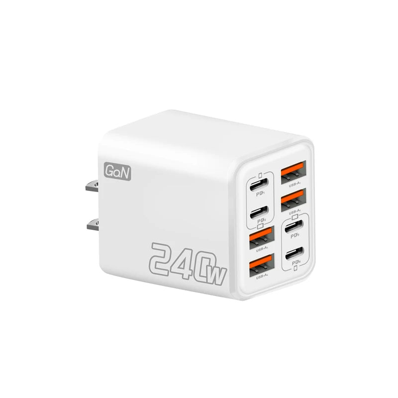 240W GaN USB C Charger 8 in 1 Fast Charging Phone Charger Power Adapter For iPhone Xiaomi Type C EU/US/UK Plug Wall Charger