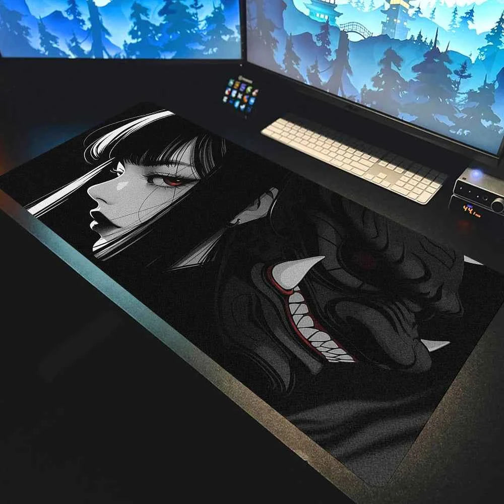 Mask Anime Girl Mouse Pad Large Computer Office Game Table Mats XXL Rubber Anti-slip Gaming Keyboard Mousepads Long Desk Pads