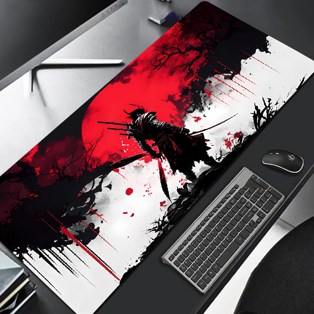 Samurai Warrior Mouse Pad Gamer Computer Accessories Keyboard Table Mat Black Mousepad Company Gaming Laptop Desk Accessory Pc - WinSupport Tech