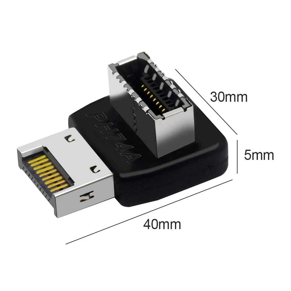 Motherboard USB C 3.1 Front Panel Adapter 90 Degree Angled Type E Male To Female Internal Connector for Asus Desktop Computer