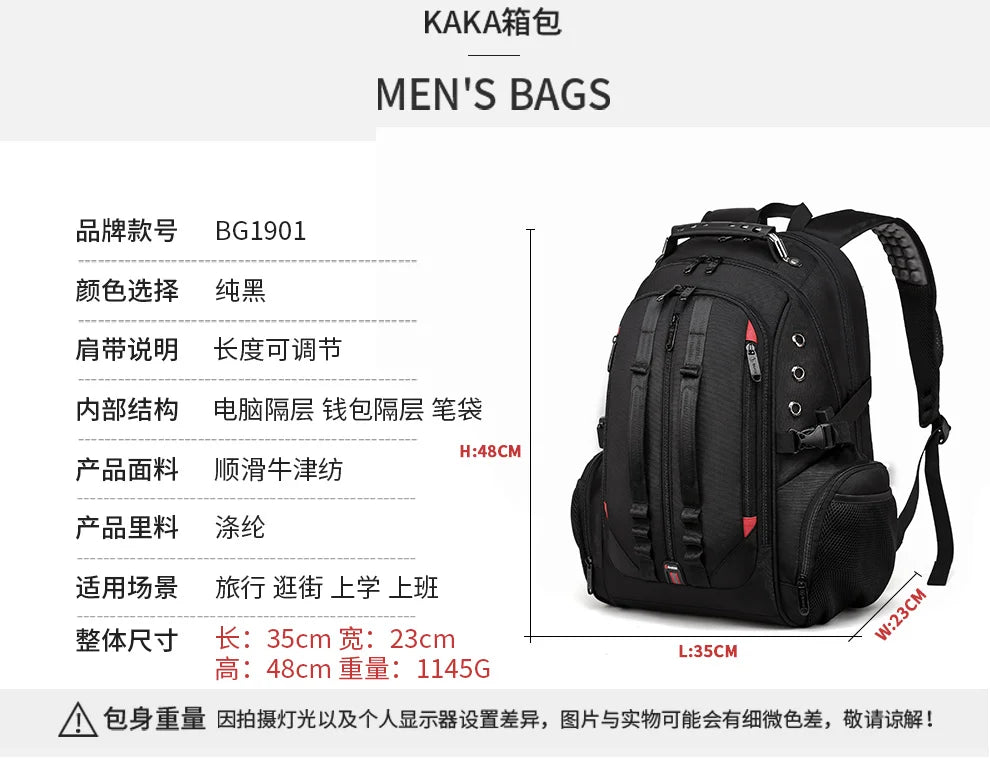 BANGE Large Multi-Function 40L Laptop Backpack 17 Inch Durable Travel Backpack School Bag For Teenagers with USB Recharging Port