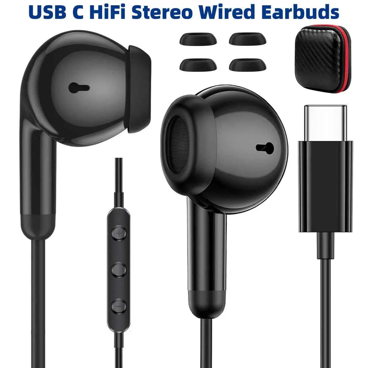 USB C In-Ear Wired Headphones with Mic Volume Control Noise Isolating HiFi Stereo Earphones Earbuds for iPhone 17 16 15 Samsung