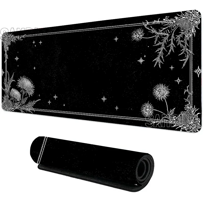 Black Lacework Art Large Gaming Mouse Pad Anti Slip Desk Mat Durable Stitched Edge Table For Laptop PC Gamer Game Accessories