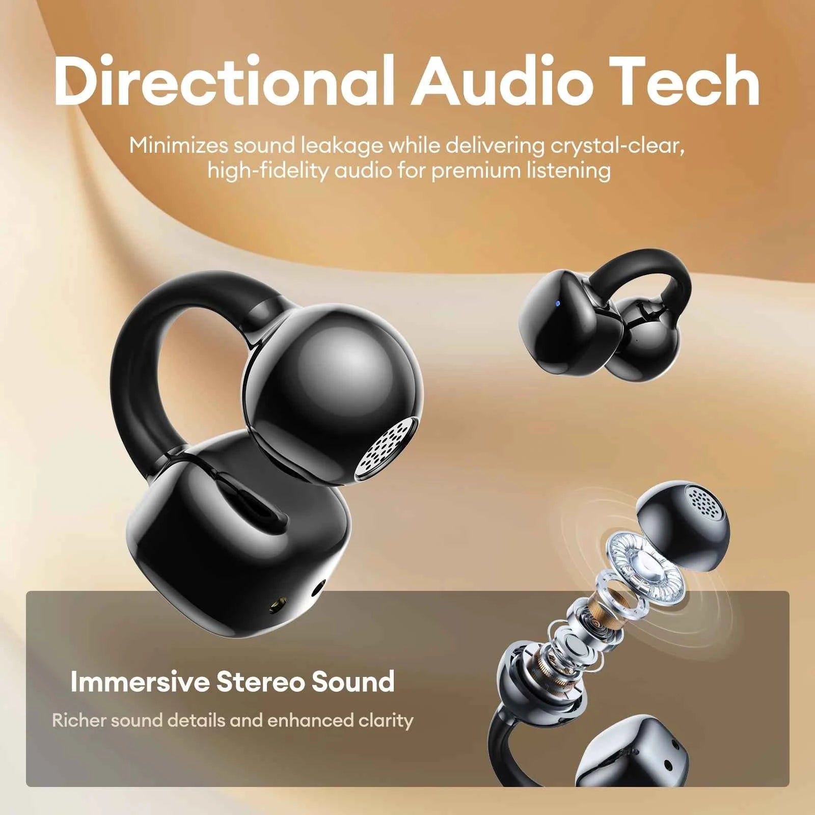 Lenovo Open Ear Wireless Earbuds Bluetooth 6.0 Comfort Clip On Gaming Sports Earphones LED Digital Power Display RS119 Pro