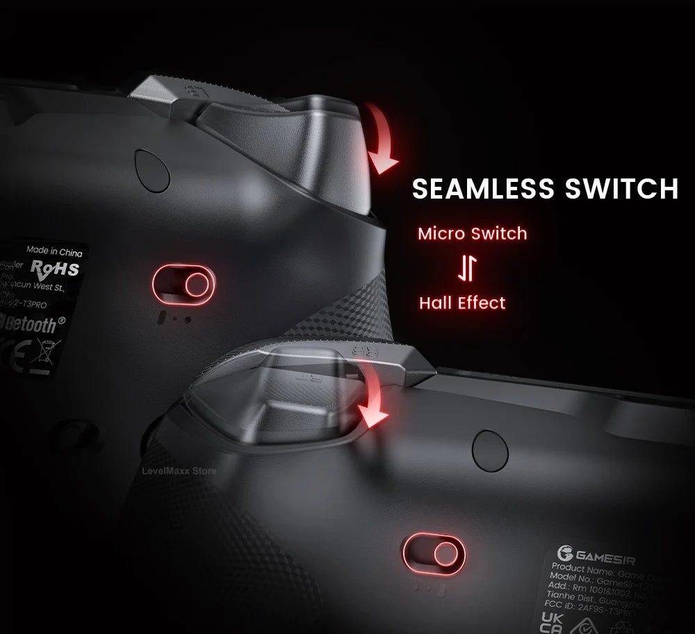 GameSir Tarantula Pro T3 Pro Wireless Gaming Controller with Gamesir Mag-Res TMR Sticks RGB Lighting Effect for Switch PC IOS