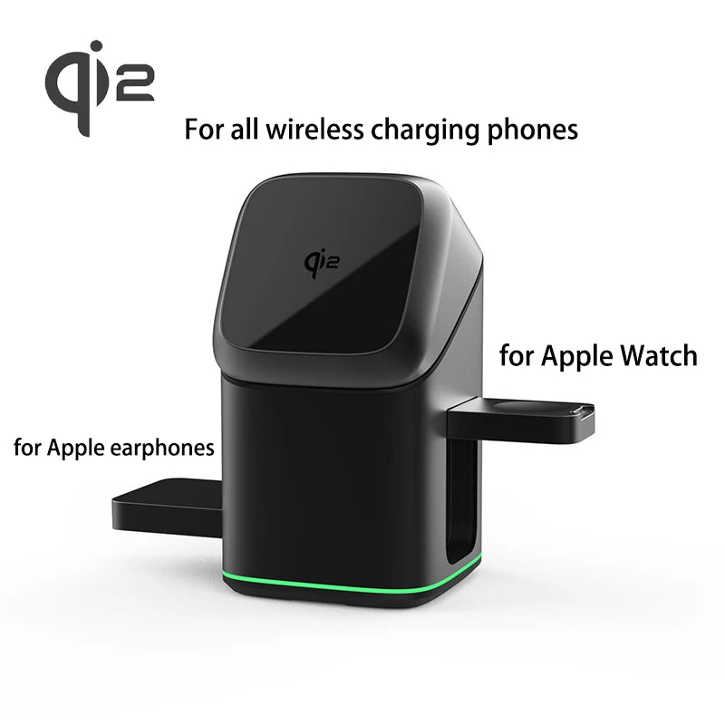 Qi2 15W 3-in-1 Magnetic Wireless Charger Stand Fast Charging For iPhone 14 15 16 17/AirPods Charger Touch Auto Rotation