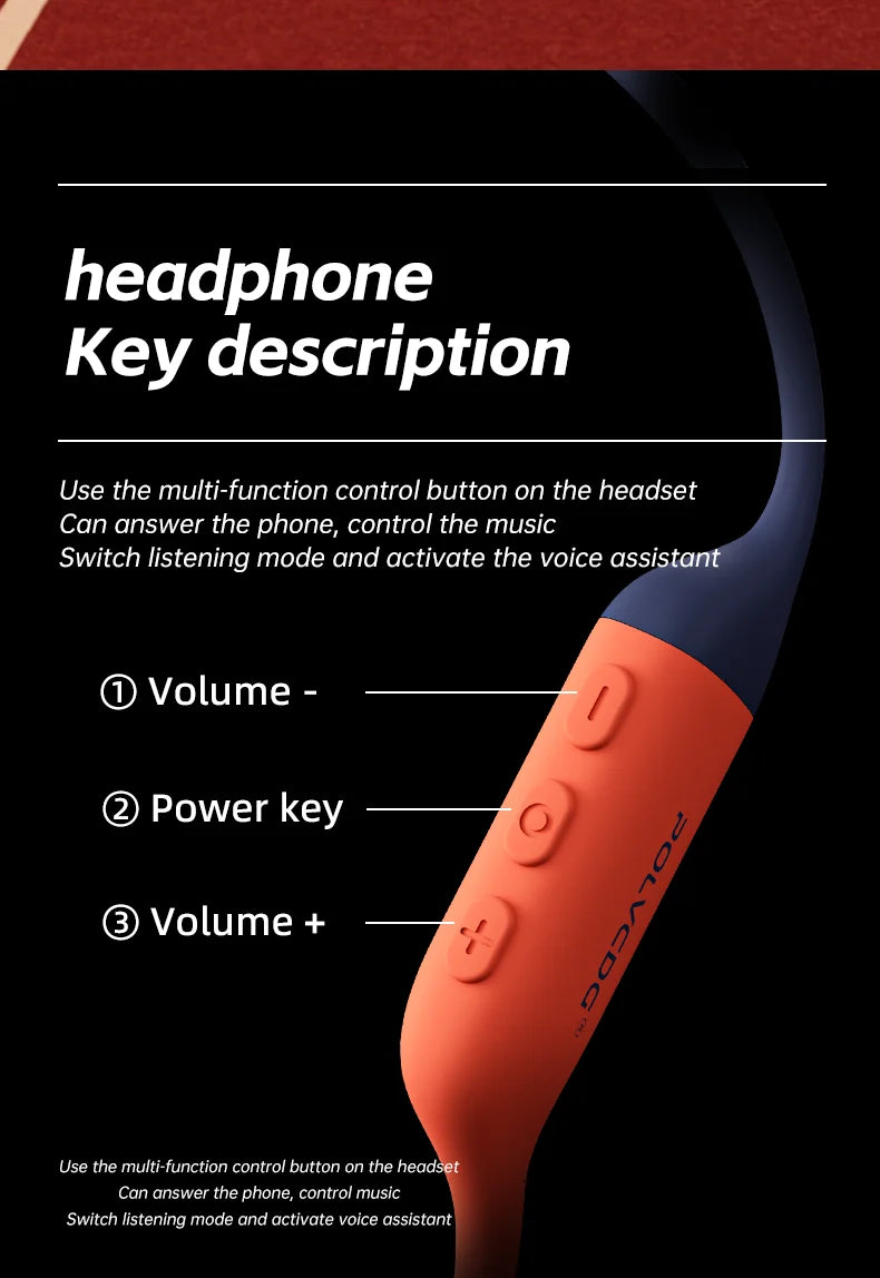 POLVCDG bone conduction earphones IPX8 waterproof 32GB memory Bluetooth 5.4 silicone material 2024 new product X16