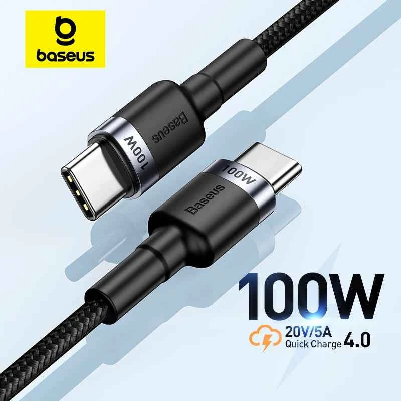 Baseus USB Type C To USB C Cable For iPhone 17 16 100W/5A PD Fast Charging Charger Cord For Macbook Xiaomi Samsung Type-C Cable