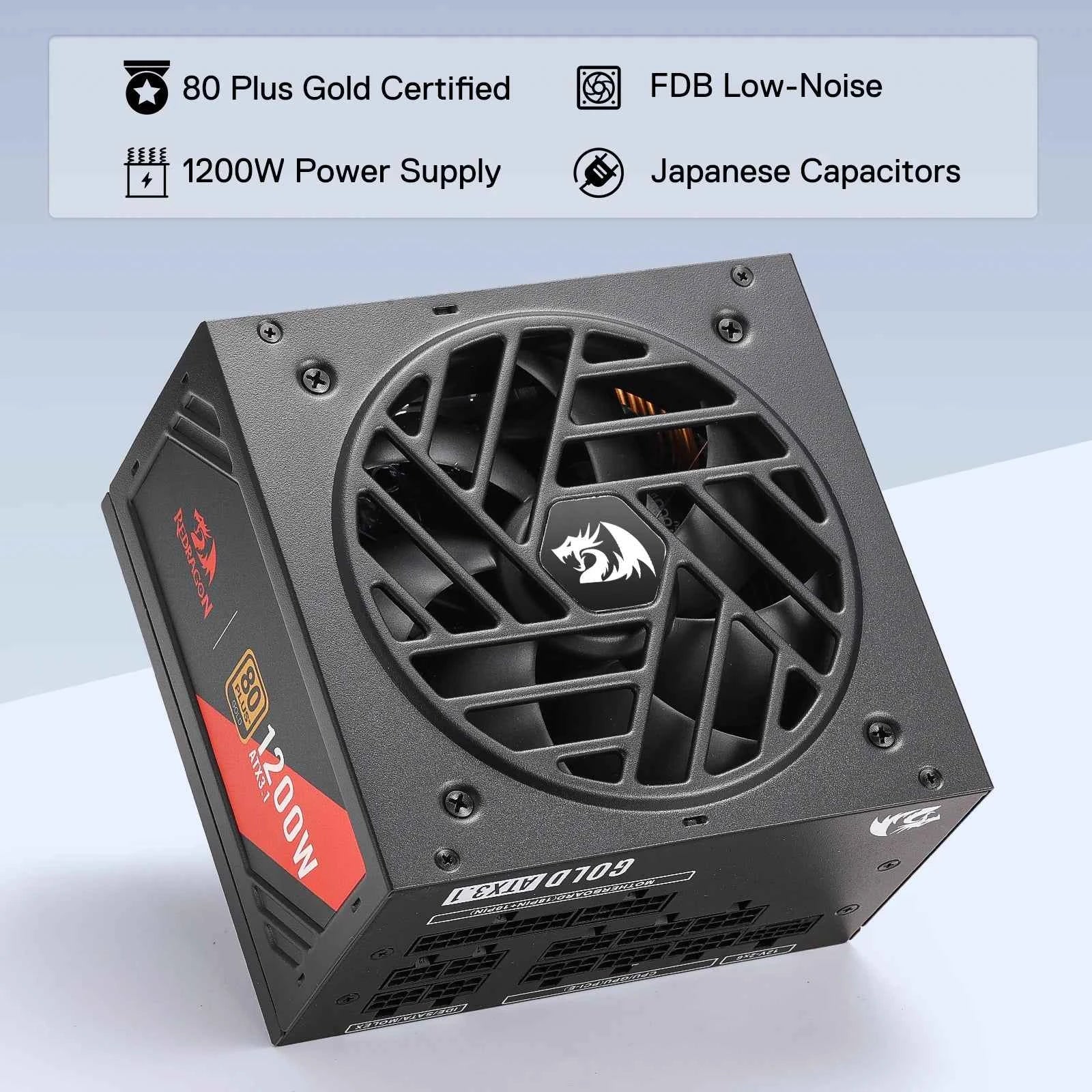 Redragon RGMS-1200W PRO 80+ Gold 1200 Watt Power Supply w/Upgraded ATX 3.1 & PCIe 5.1 Fully Modular