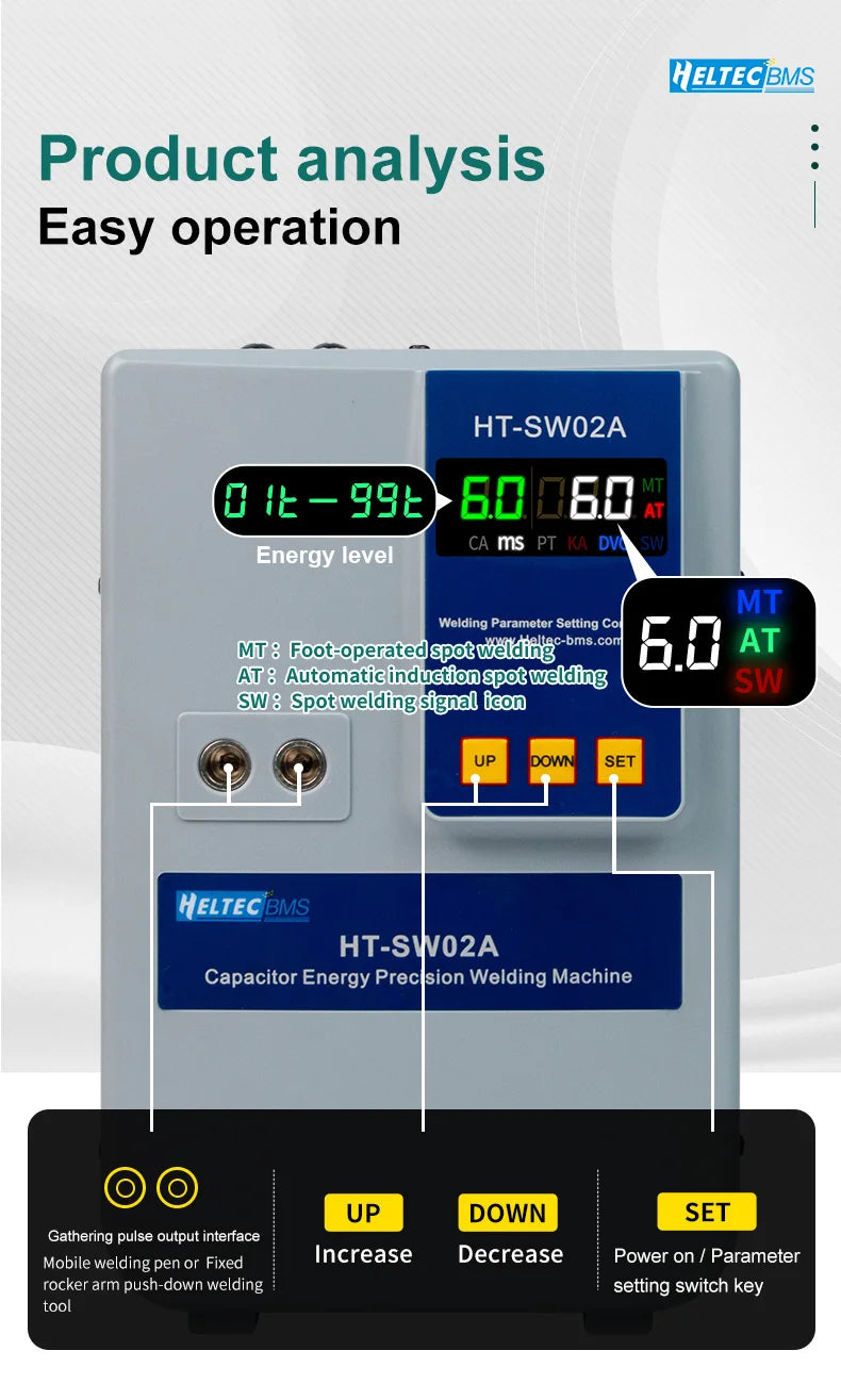 Heltec 21KW 36KW 42KW Capacitor Storage Battery Spot Welding Machine/Portable Small Spot Welder LED Display 0.5mm Thickness