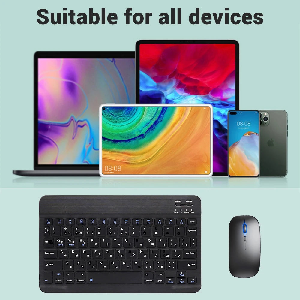 EMTRA Bluetooth Wireless Keyboard Mouse For Samsung Xiaomi Huawei Tablet For iPad Air Mini 5 Pro Spanish Korean Russian Keyboard