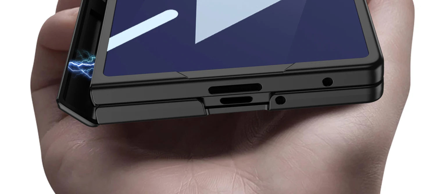 Magsafe Rotating Bracket Case For Samsung Galaxy Z Fold 7 Skin-feel Matte With Glass Film ZFold7 Magnetic Hinge Protective Cover