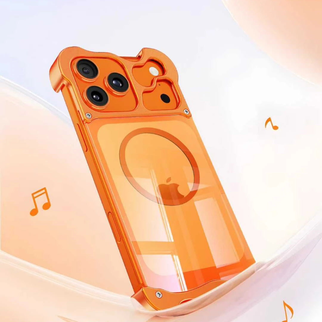 For iPhone Air 17 16 15 Pro Max Bumper Case Aluminum Metal Corner Pad Transparent Magnetic Shell Cover Magsafe Charging