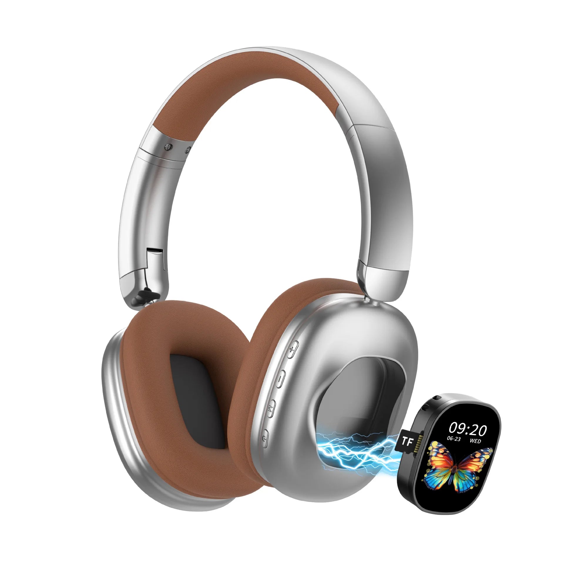 AKZ620BT Detachable Smart Color LCD Touch Screen Wireless Over-Ear Headphones, Long Battery Life Bluetooth Headset with Microphone, Foldable HiFi Stereo Headphones for Gaming Office Music Travel