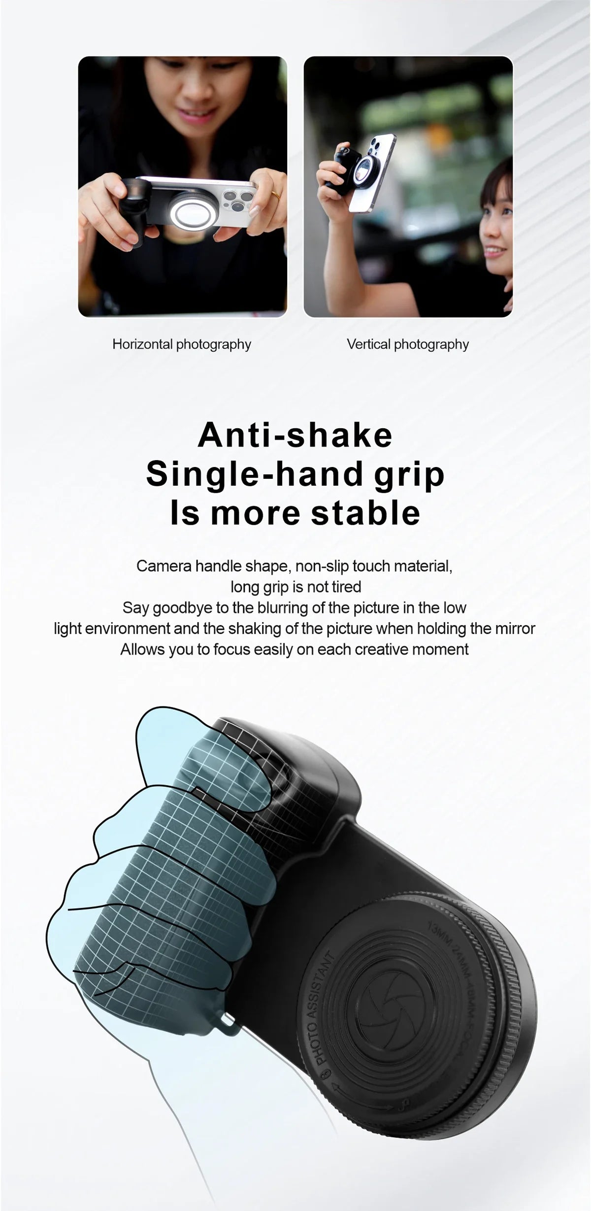 2026 MagSafe Smartphone Camera Shutter Grip Bluetooth Selfie Handle Camera Photo Stabilizer with Fill Light for Iphone Android