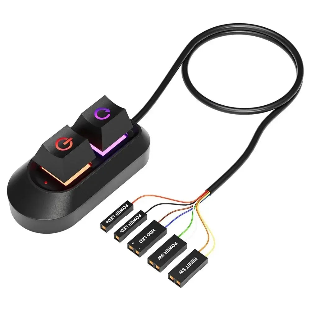 2M RGB LED Lights Computer Desktop Switch PC Motherboard External Start Power On/Off And Reset Button Extension Cable Key Switch