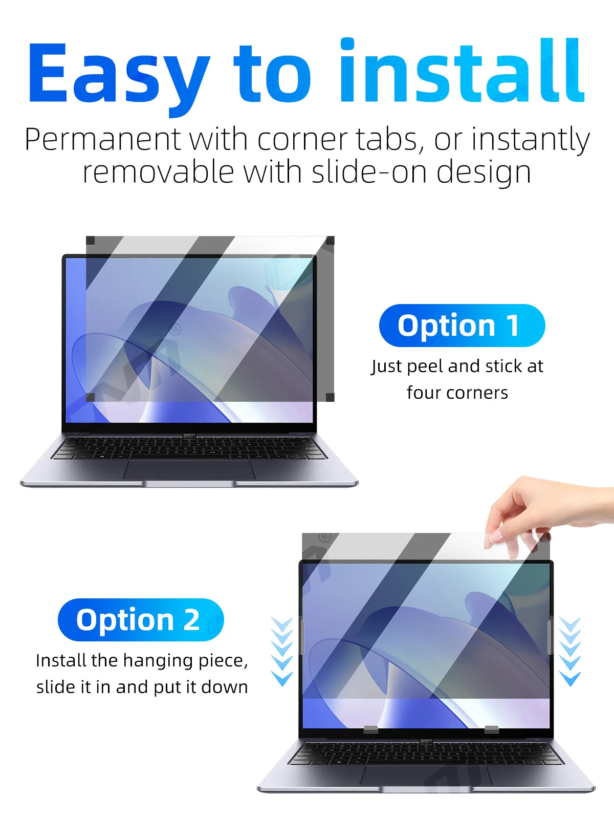 Privacy Screen Protector 11.6-32 inch 16:9/16:10/5:4 Laptop Desktop, 28° Anti-Spy Anti-Glare Matte Blue Light Filter Film 0.45mm