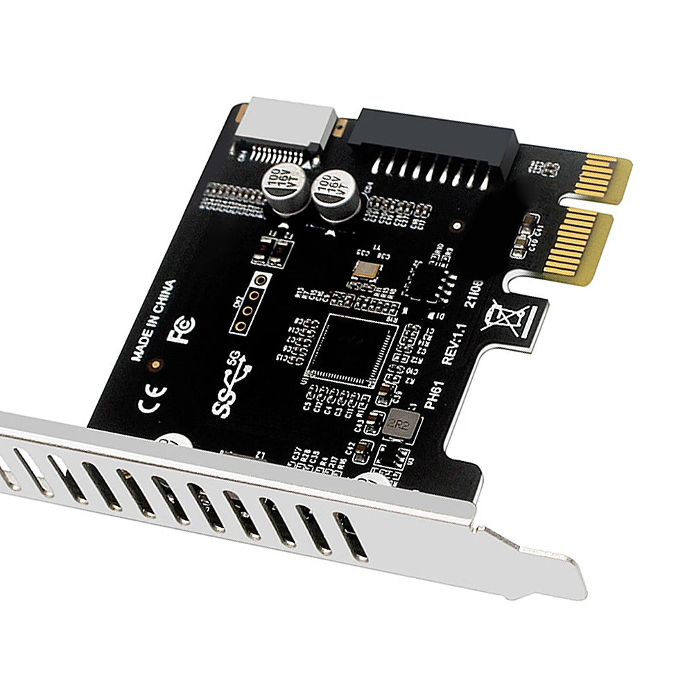 PC PCI-E To USB 3.0 Type C Front Panel Adapter 19PIN PCI-E To USB 3.0 Hub Splitter Extender Card