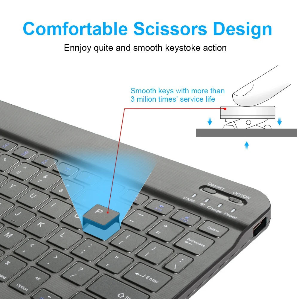 Bluetooth Keyboard and Mouse Combo Slim  Wireless for iPad Mac Android Phone Tablet Laptop Rechargeable Keyboard Battery Mouse