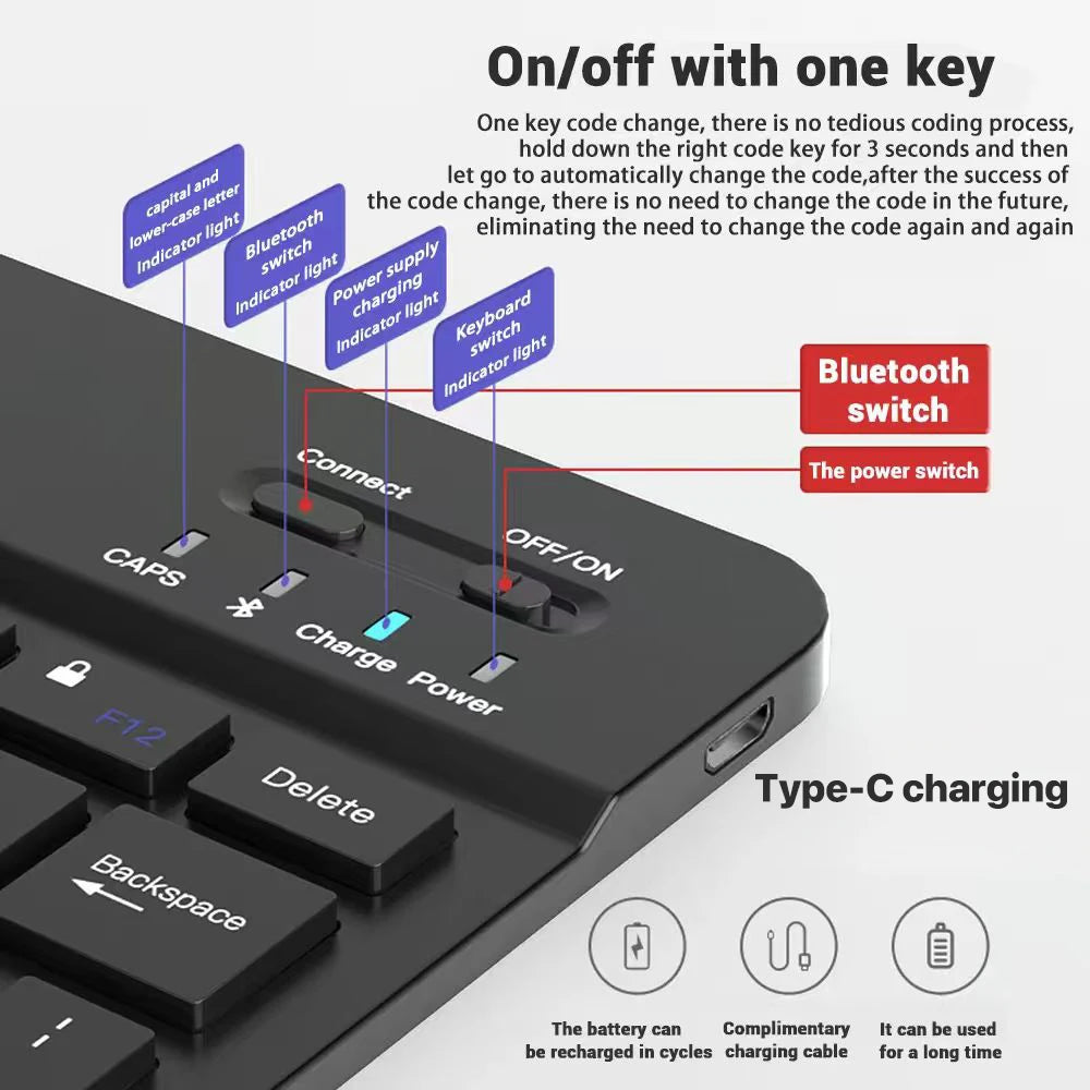 2026 Portable Bluetooth Backlit Keyboard For Xiaomi iPad / iOS Android Windows Tablet Phone Wireless Keyboard With Mouse Spanish