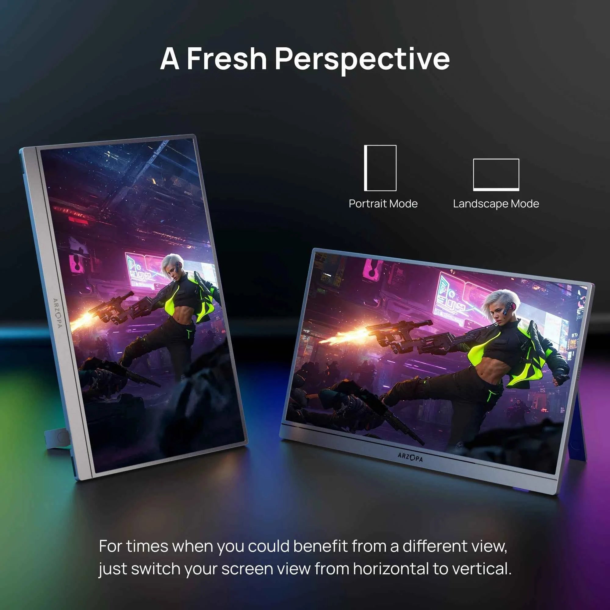 ARZOPA 16.1in 180HZ 2.5K Portable Monitor 107% sRGB HDR IPS External Second Screen for Laptop/PC/PS5/Mac/Xbox Z3FC Gray with Bag