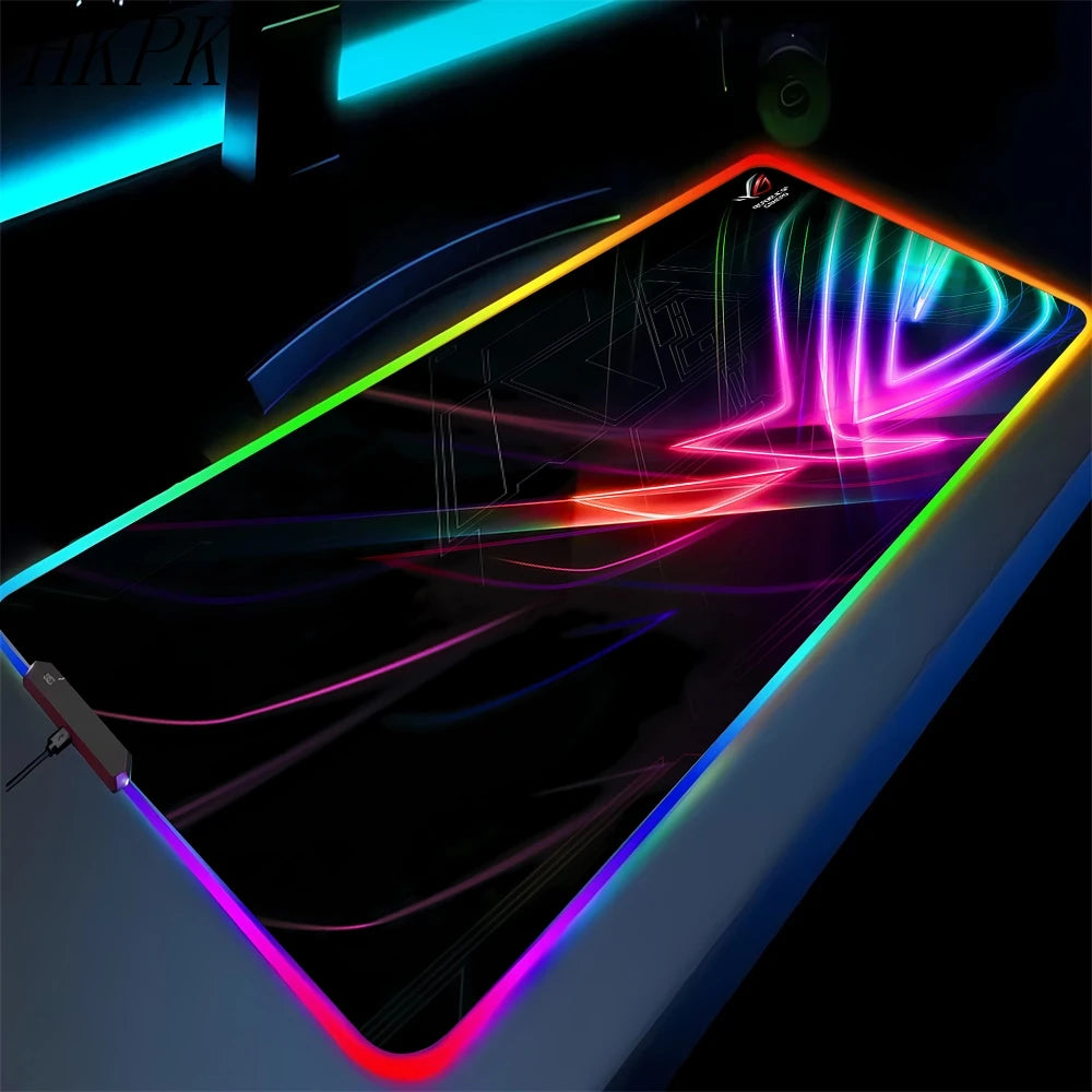 Black Mouse Pad Asus Rgb Gaming Mause Mat Anime Mats Gamer Rug Pc Xxl Cute Pads Large Game Keyboard Carpet Backlight Mousepad