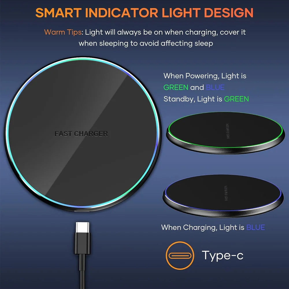 [Fast Wireless Charger]Wireless Charger,15W Fast Charging Pad|Quick Charge QC 3.0 for iPhone 17-12，XS,XR,Samsung-Magnetic Base