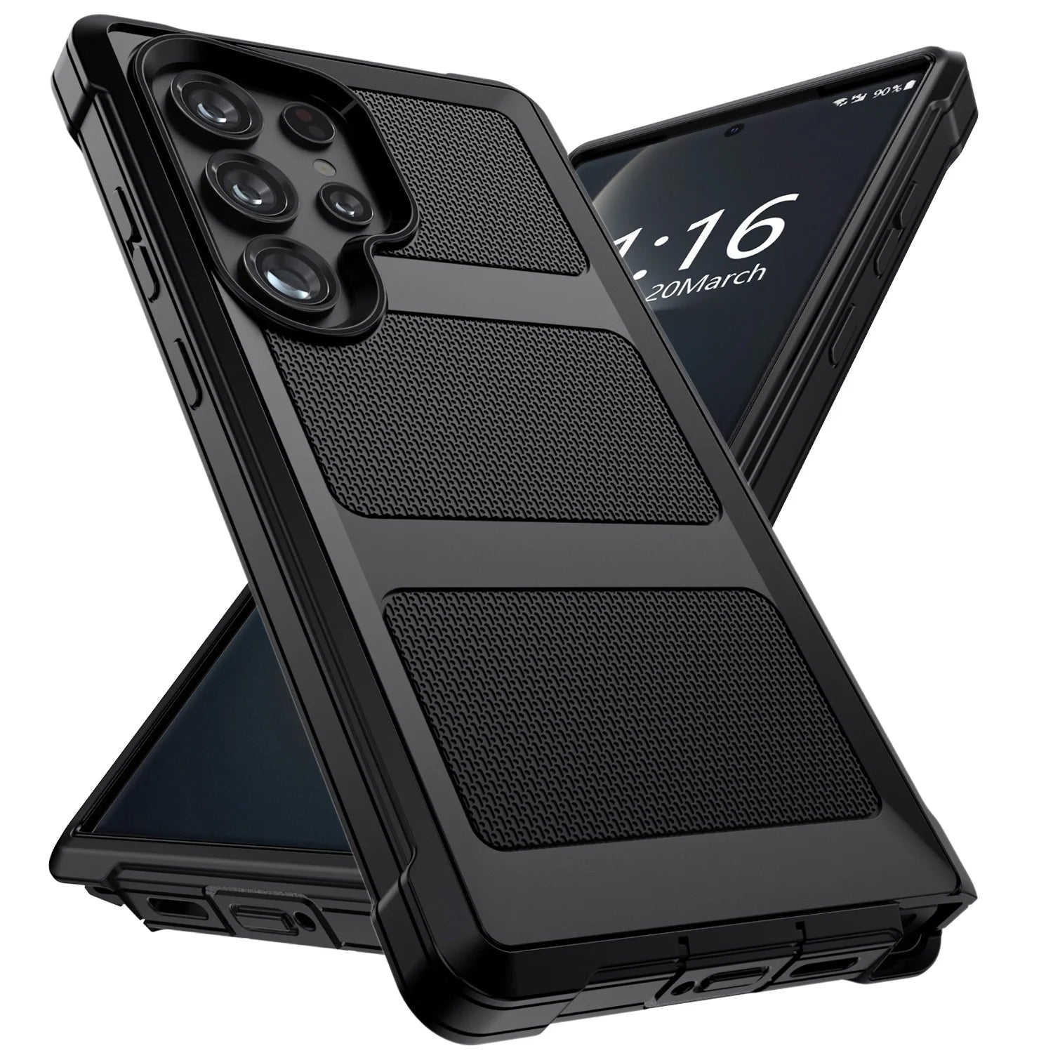 For Samsung Galaxy S23 Plus S23+ S23 Ultra S23 FE 5G Case Shockproof Rugged Heavy Protective Dual Layers Cover Black