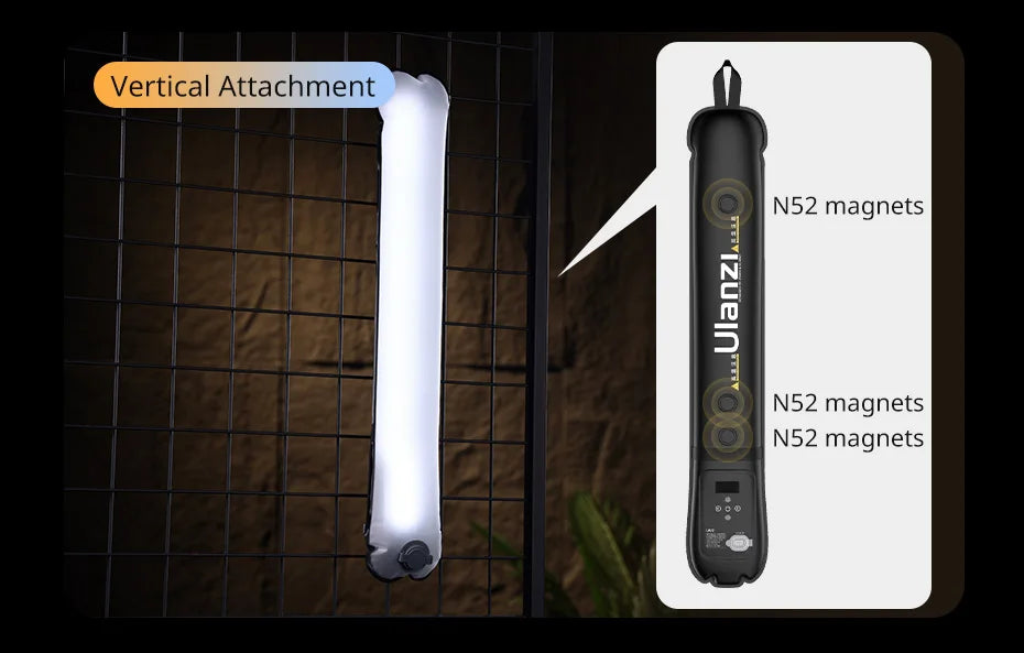 Ulanzi UA12 12W Inflatable TPU Air Tube Light 2700K-6500K Bi-Color Portable Pocket Light Stick Magnetic Mount for Livestreaming