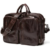 Vintage Crazy Horse Genuine Leather Men Briefcase 15