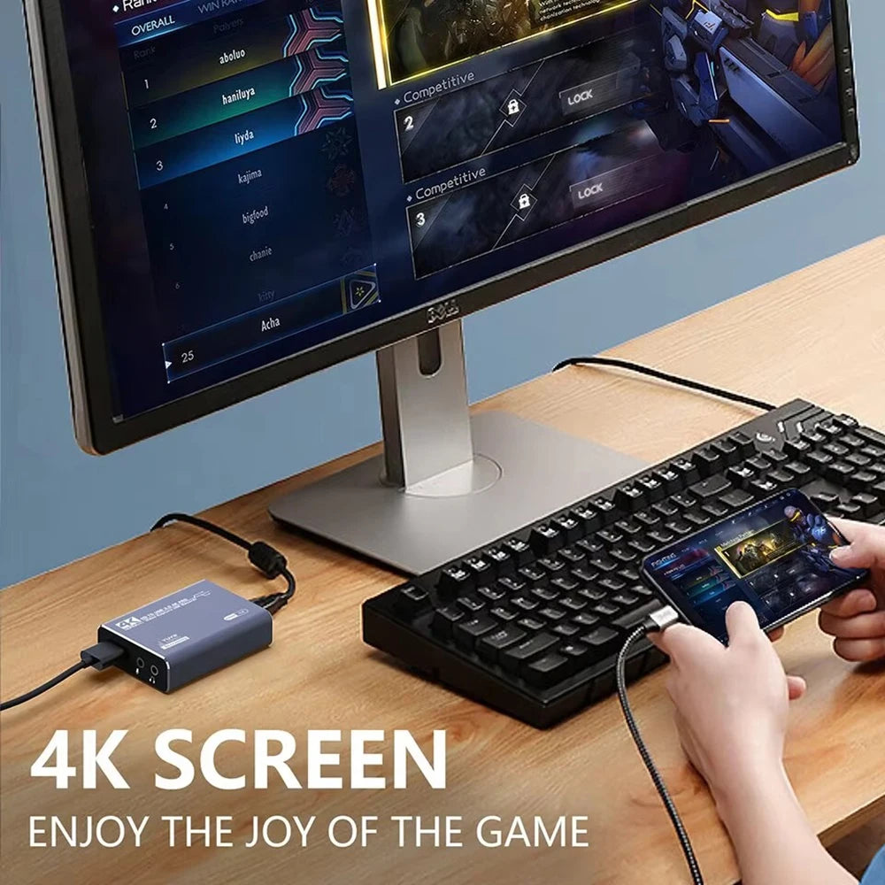 USB 3.0 Capture Card 4K HDMI-compatible Loop-Out 1080P@60Hz Audio Video Game Capture Card for PS5/4 Laptop PC Live Streaming OBS