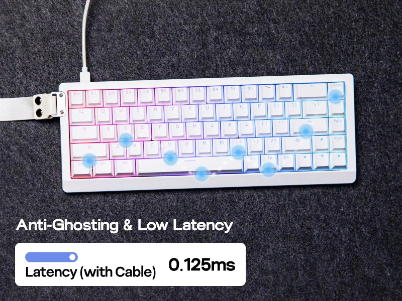 EPOMAKER HE68 Lite 65% Layout Tray-Mounted Wired Hall Effect NKRO Magnetic Keyboard DKS SOCD 8kHZ Polling Adjustable Actuation
