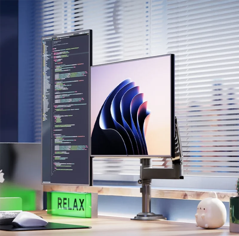 NB H180 Double Monitor Desk Holder Arm Gas Spring Full Motion 17'-27' LCD TV Mount Ergonomic Dual Arm Clamp Bracket 2-9kgs Each
