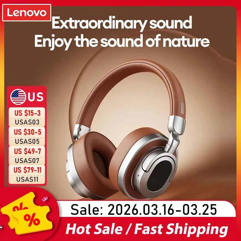 Lenovo LE602 Bluetooth 6.0 Over-Ear Headsets HiFi Stereo Sound Fashionable Music Earphones ENC HD Call Wireless Wired Headphones