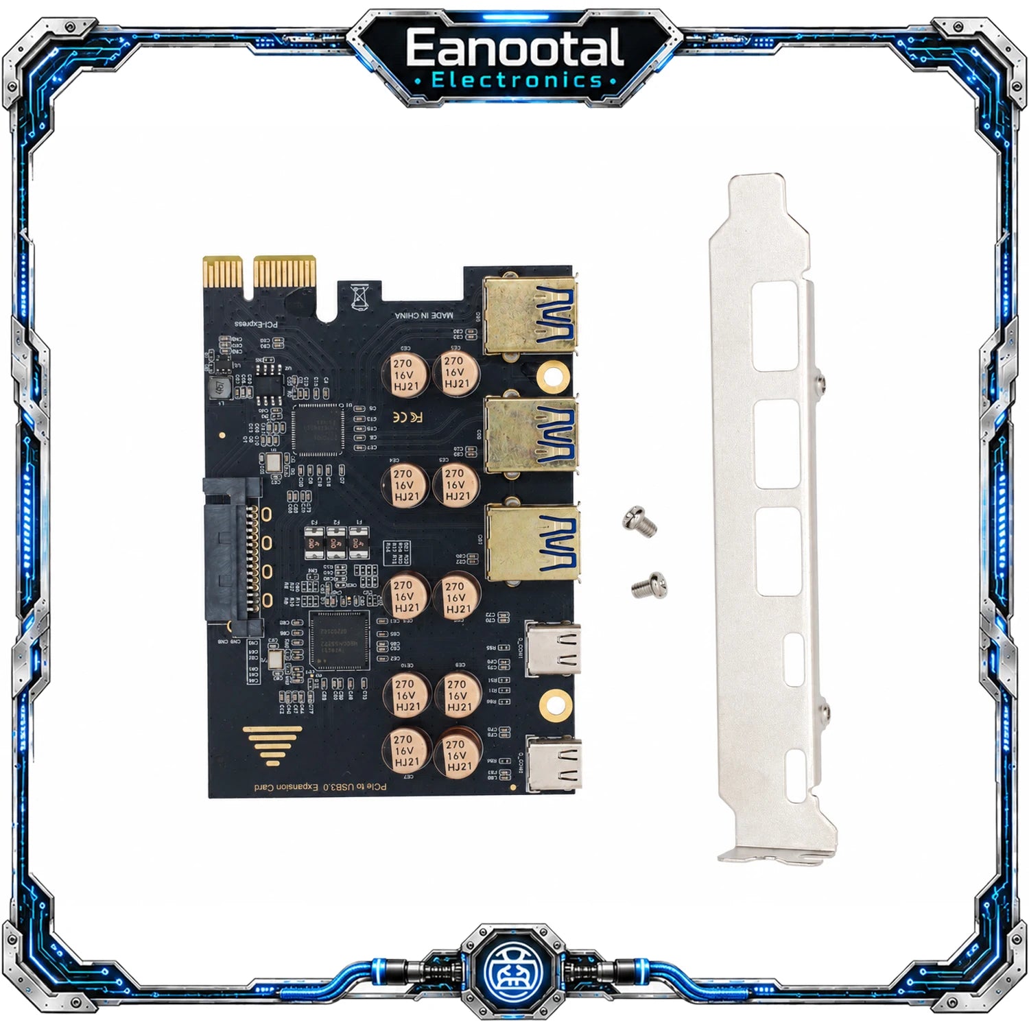 PCIe X1 to 5 Port USB 3.2 Gen 1 Expansion Card 3 USB-A 2 USB-C 5Gbps Adapter for Desktop PC