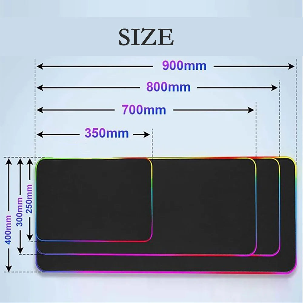 LED Lighting RGB Mouse Pad E-sports Game Keyboard Pad Table Mats Geometric Hexagons Pc Accessories Deskmat Mousepad Gamer Anime