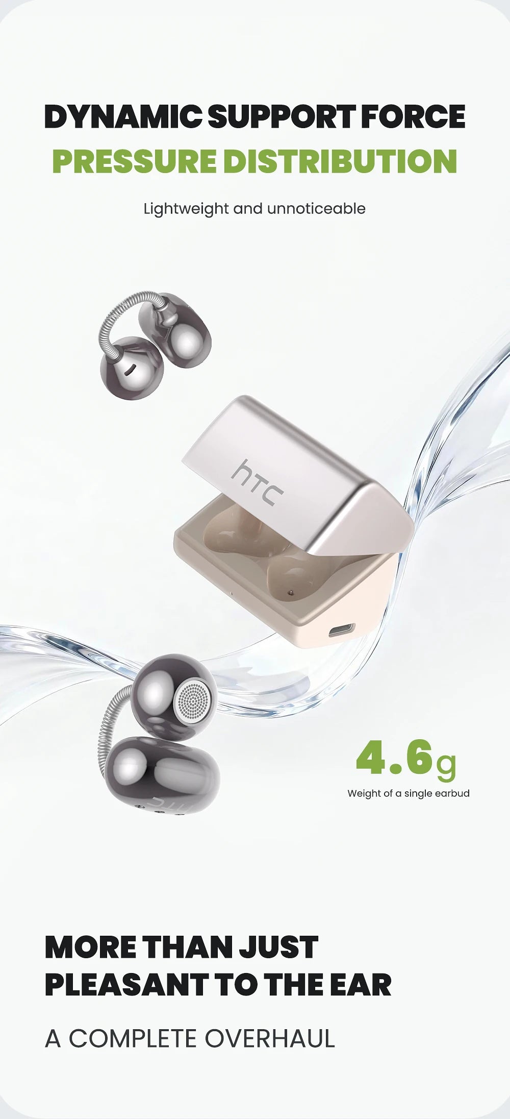 [AI Translator Earbuds] HTC NE67 Bluetooth V6.0 Earphones Portable Wireless headphones Comfort Earclip with a hanging chain