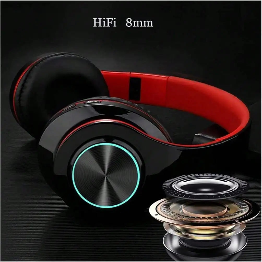 Bluetooth 5.3 Over-Ear Headphones, Active Noise Reduction, Subwoofer Bass, LED Light Design, Foldable Portable Wireless Headset for Gaming, Music, Sports, Phones & Computers