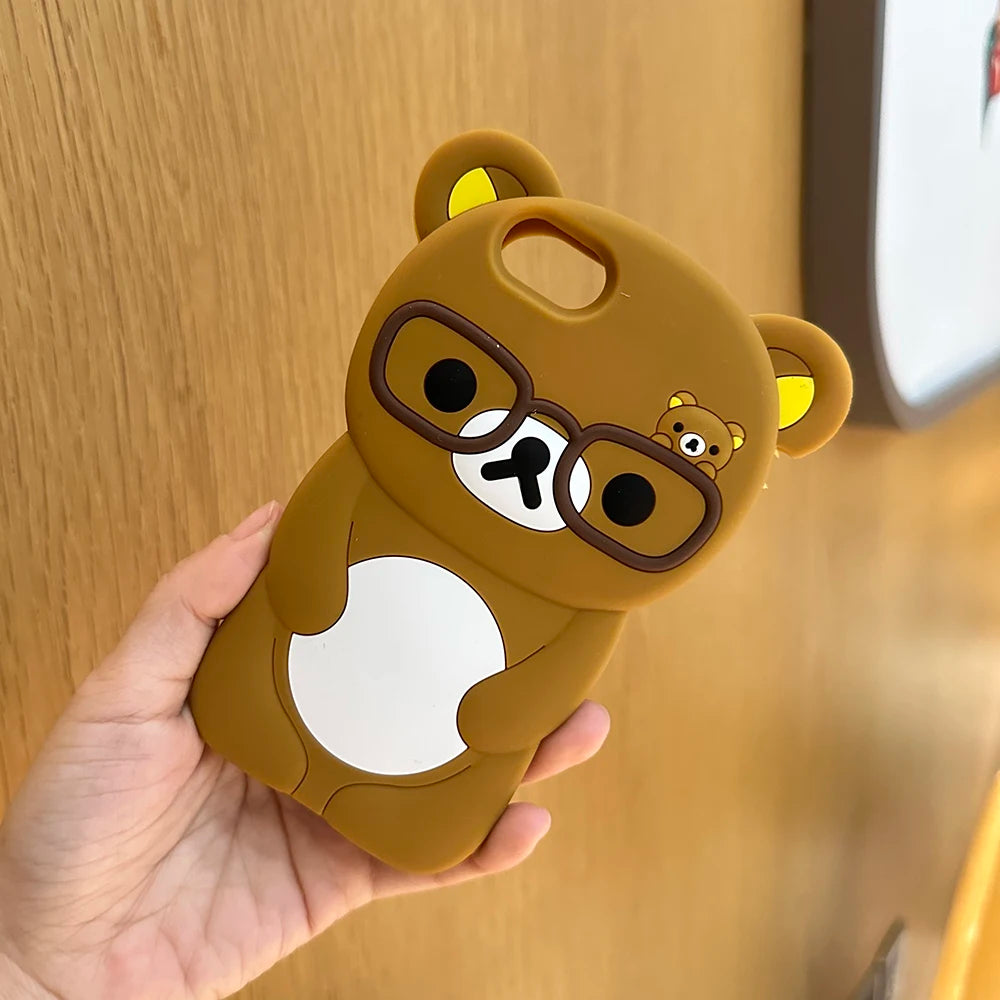 For iPhone 17 Pro 4 4S 5 5S 6 16 Pro Max 15 14 Plus 13 12 11 7 8 SE Rilakkuma Bear Chocolate Cartoon Soft Silicon Phone Case
